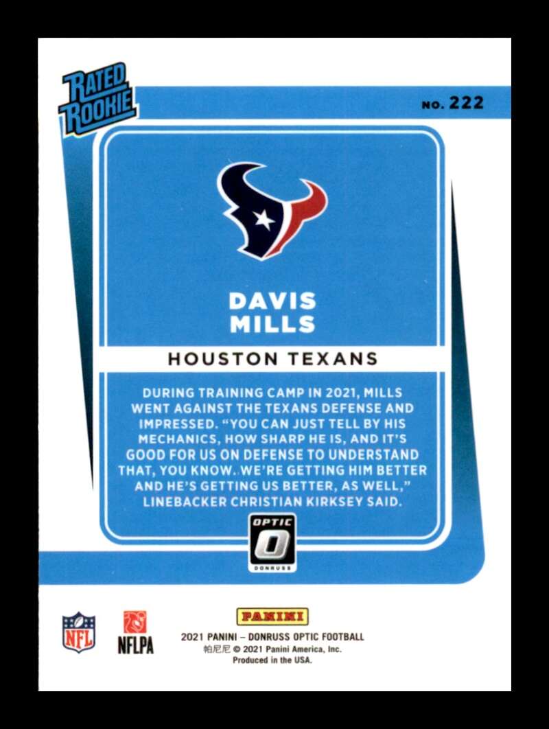 Load image into Gallery viewer, 2021 Donruss Optic Davis Mills #222 Rookie RC Houston Texans  Image 2
