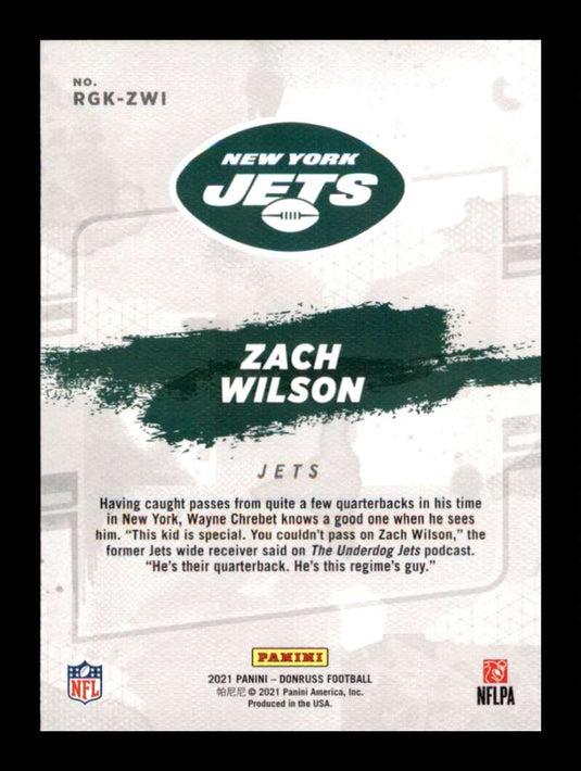 2021 Donruss Rookie Gridiron Kings Zach Wilson 