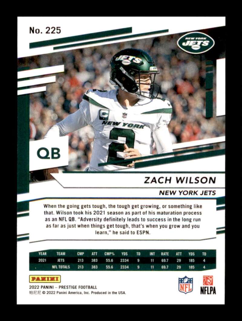 Load image into Gallery viewer, 2022 Panini Prestige Xtra Points Diamond Zach Wilson #225 New York Jets  Image 2
