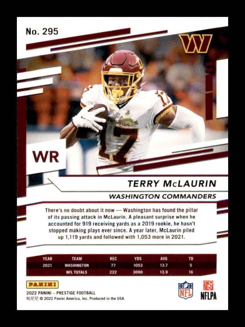 Load image into Gallery viewer, 2022 Panini Prestige Xtra Points Diamond Terry McLaurin #295 Washington Commanders  Image 2
