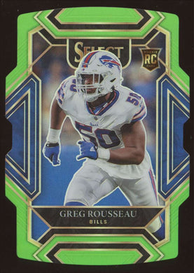 2021 Panini Select Neon Green Prizm Die Cut Greg Rousseau 