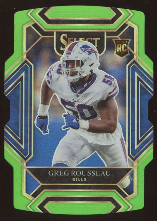 2021 Panini Select Neon Green Prizm Die Cut Greg Rousseau 