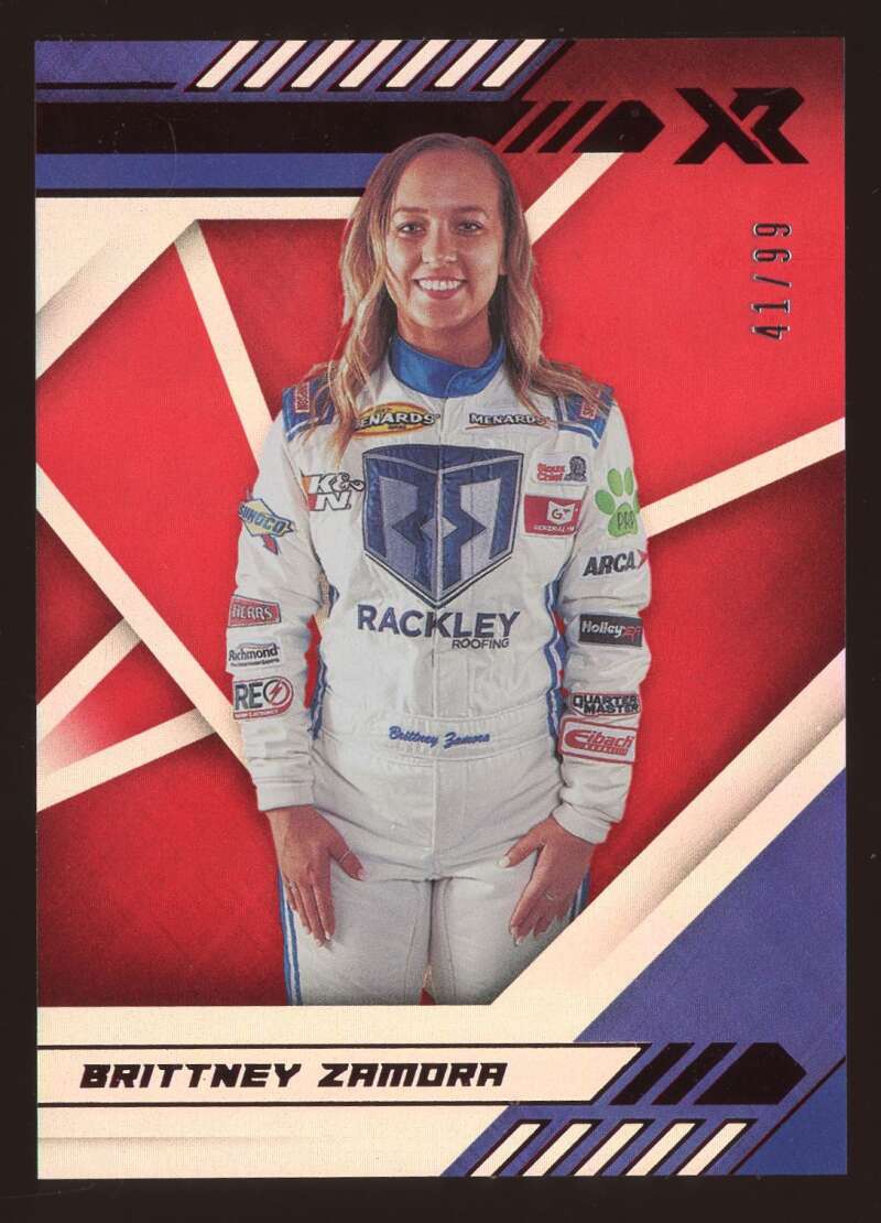 Load image into Gallery viewer, 2021 Panini Chronicles Racing XR Red Brittney Zamora #15 Short Print SP /99  Image 1
