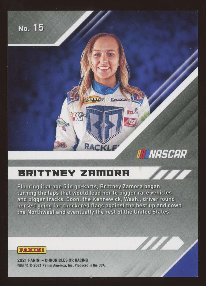 Load image into Gallery viewer, 2021 Panini Chronicles Racing XR Red Brittney Zamora #15 Short Print SP /99  Image 2
