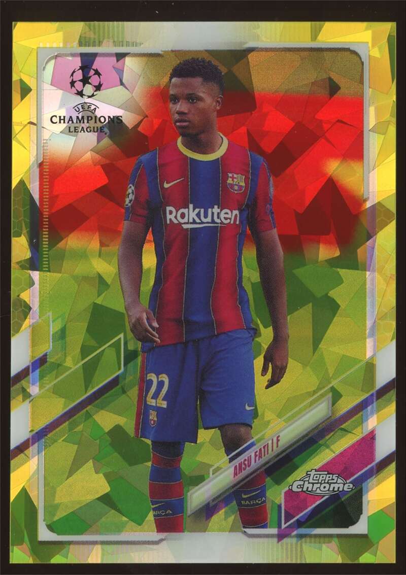Load image into Gallery viewer, 2020-21 Topps Chrome Sapphire UEFA Yellow Refractor Ansu Fati #15 SP /99 FC Barcelona  Image 1
