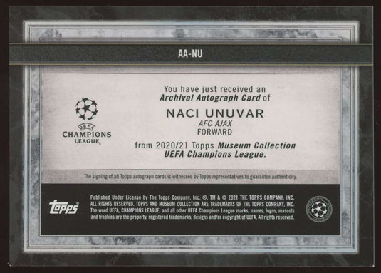 2020-21 Topps Museum Collection UEFA Archival Auto Naci Unuvar