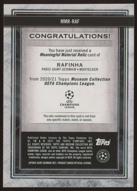2020-21 Topps Museum Collection UEFA Meaningful Material Gold Rafinha
