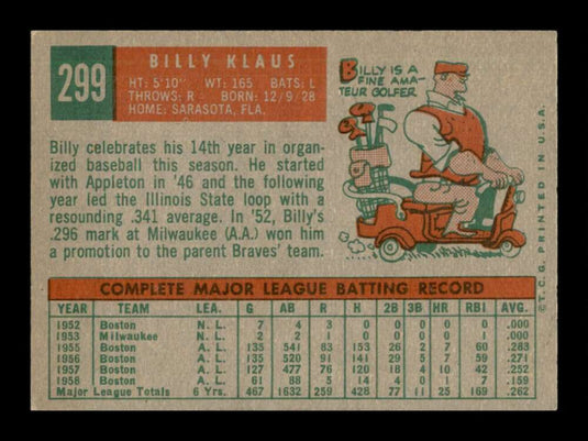 1959 Topps Billy Klaus