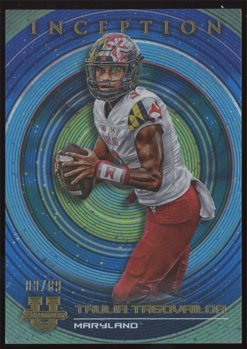 Load image into Gallery viewer, 2023 Boman U Inception Blue Taulia Tagovailoa #19 Rookie RC /99 Maryland Terrapins  Image 1
