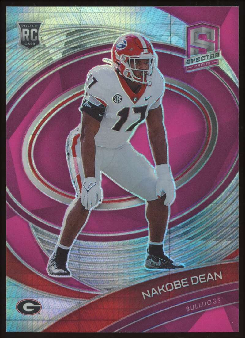 Load image into Gallery viewer, 2022 Chronicles Draft Spectra Neon Pink Prizm Nakobe Dean #8 Rookie RC /75 Georgia Bulldogs  Image 1
