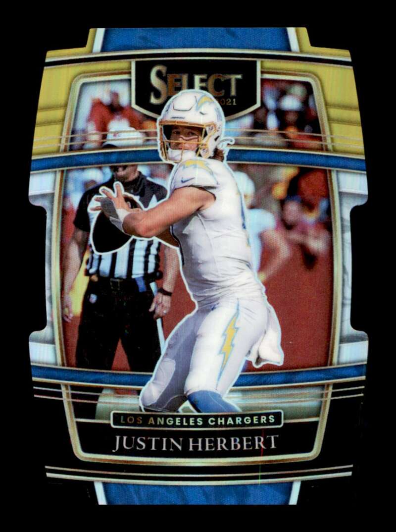 Load image into Gallery viewer, 2021 Panini Select Black Gold Prizm Die Cut Justin Herbert #19 Los Angeles Chargers  Image 1
