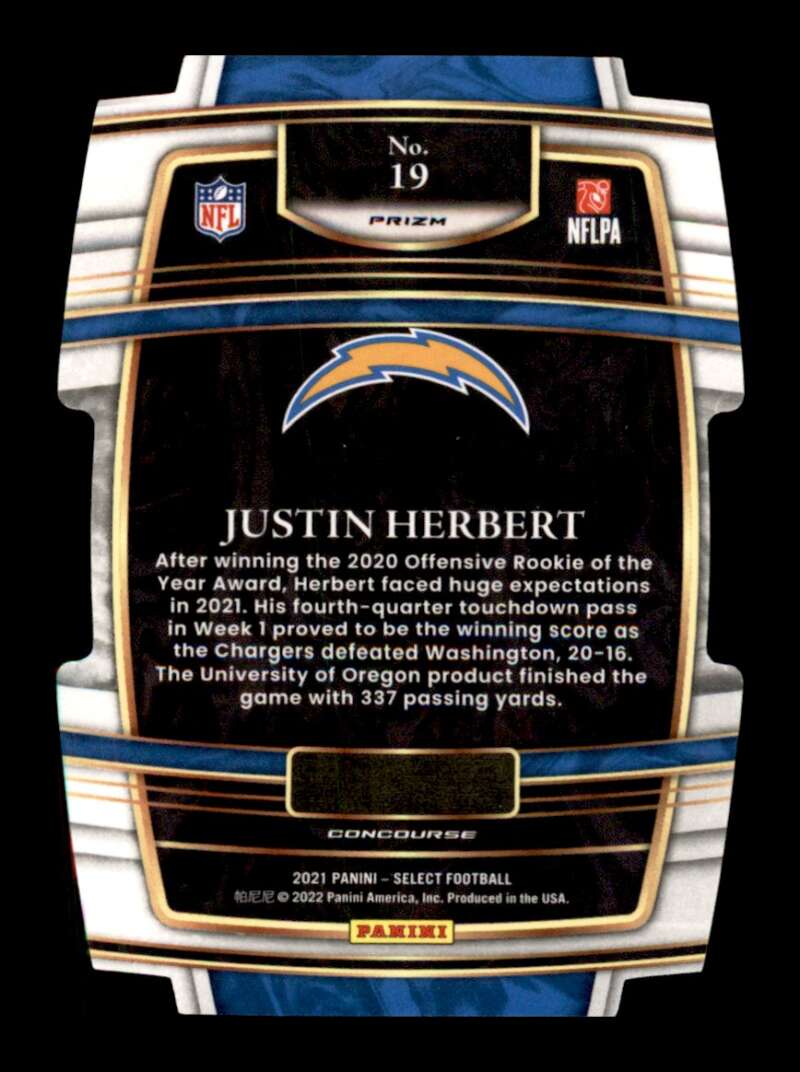 Load image into Gallery viewer, 2021 Panini Select Black Gold Prizm Die Cut Justin Herbert #19 Los Angeles Chargers  Image 2
