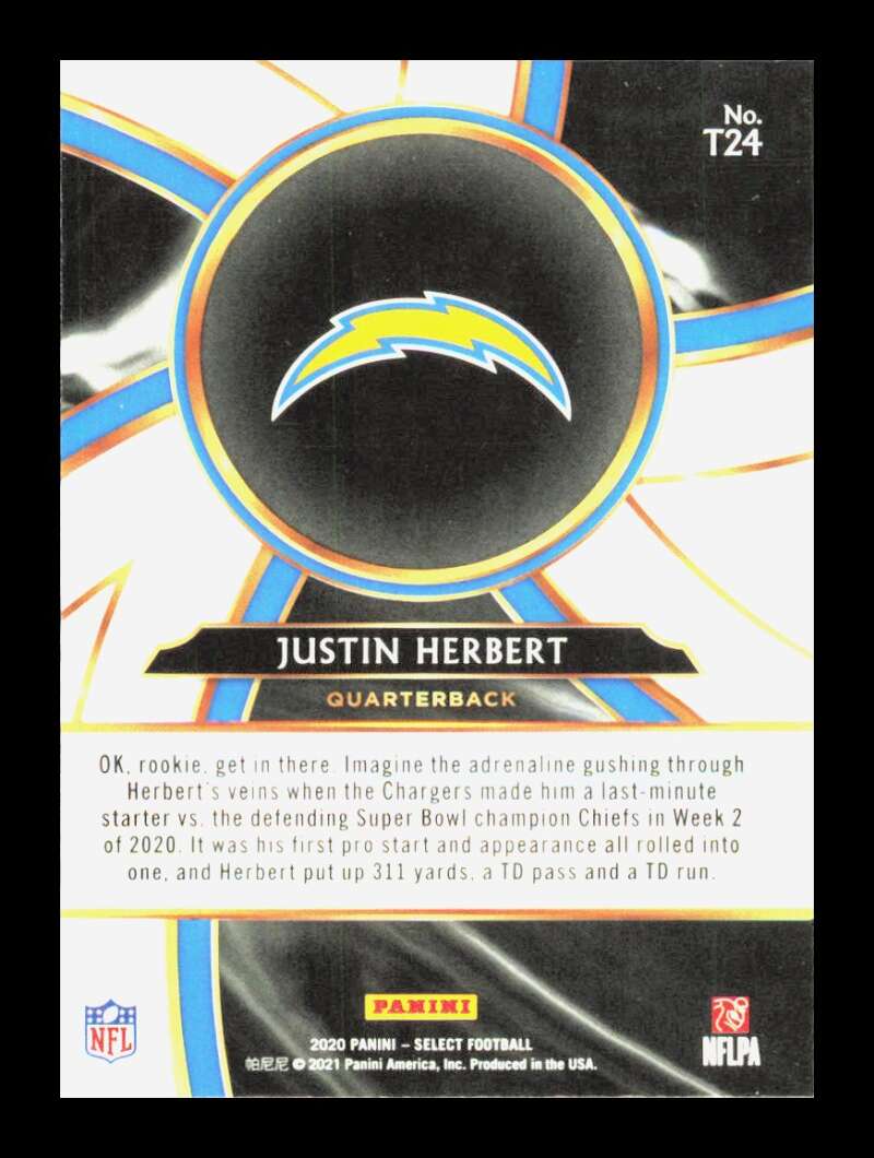 Load image into Gallery viewer, 2020 Panini Select Turbocharged Justin Herbert #T24 Rookie RC Los Angeles Chargers  Image 2
