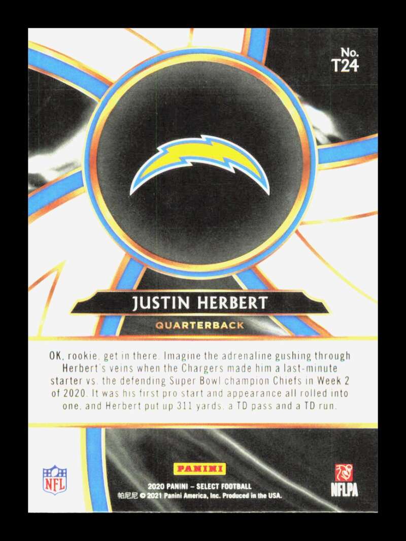 Load image into Gallery viewer, 2020 Panini Select Turbocharged Justin Herbert #T24 Rookie RC Los Angeles Chargers  Image 2
