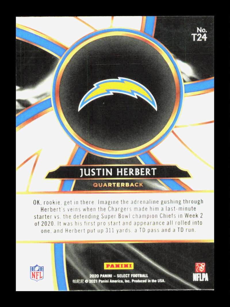 Load image into Gallery viewer, 2020 Panini Select Turbocharged Justin Herbert #T24 Rookie RC Los Angeles Chargers  Image 2
