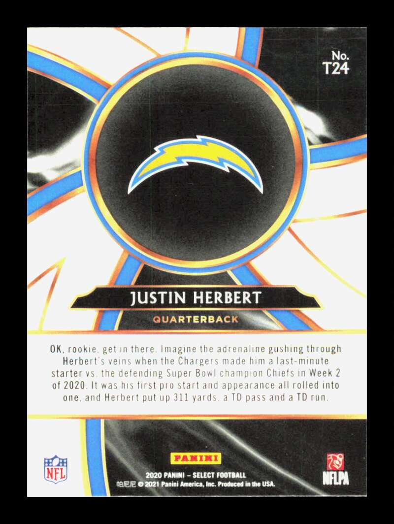 Load image into Gallery viewer, 2020 Panini Select Turbocharged Justin Herbert #T24 Rookie RC Los Angeles Chargers  Image 2
