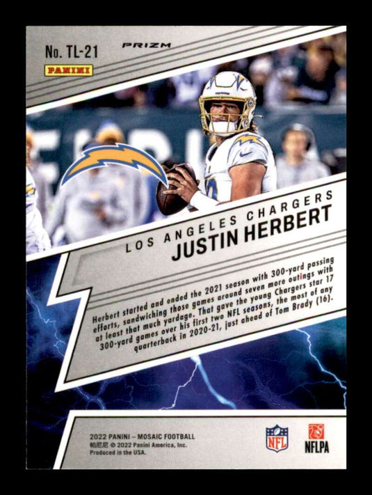 2022 Panini Mosaic Thunder Lane Silver Mosaic Prizm Justin Herbert