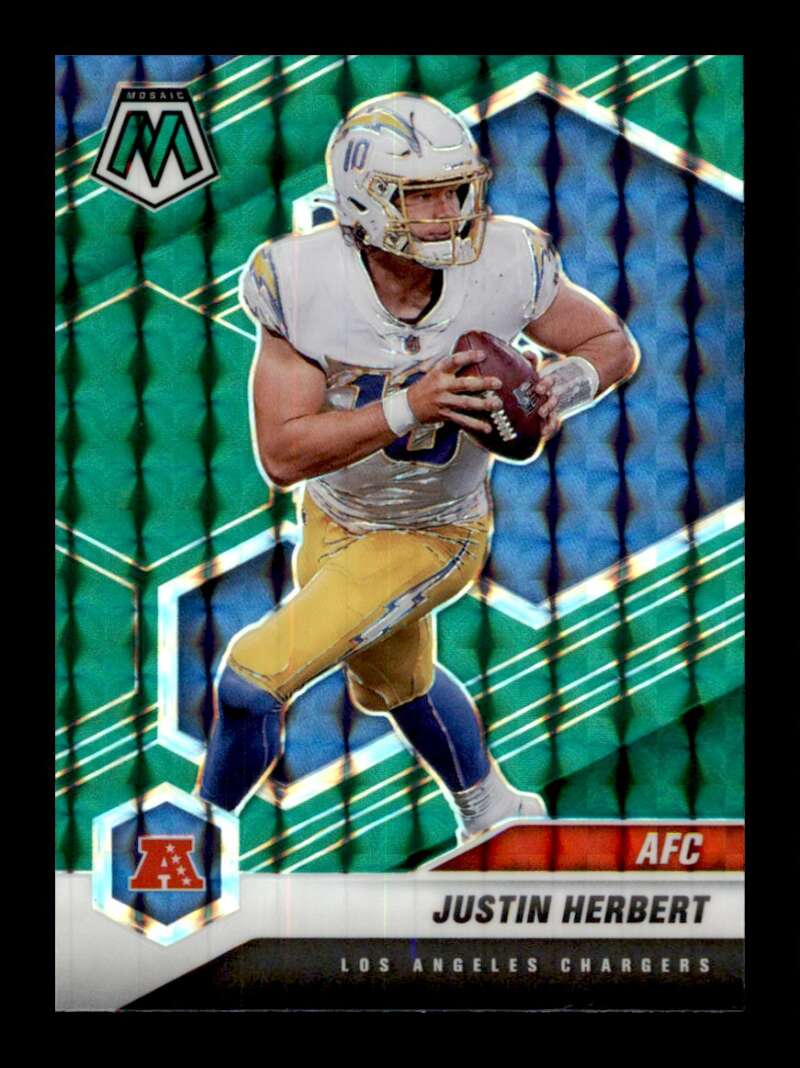 Load image into Gallery viewer, 2021 Panini Mosaic Green Mosaic Prizm Justin Herbert #224 Los Angeles Chargers  Image 1
