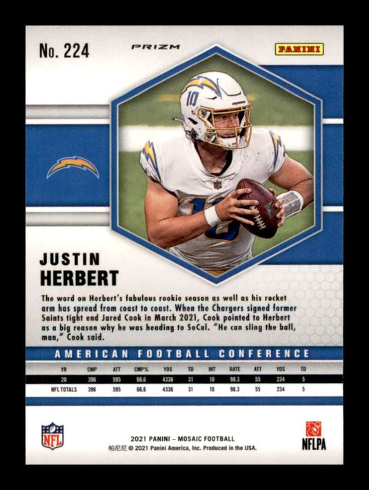 2021 Panini Mosaic Green Mosaic Prizm Justin Herbert