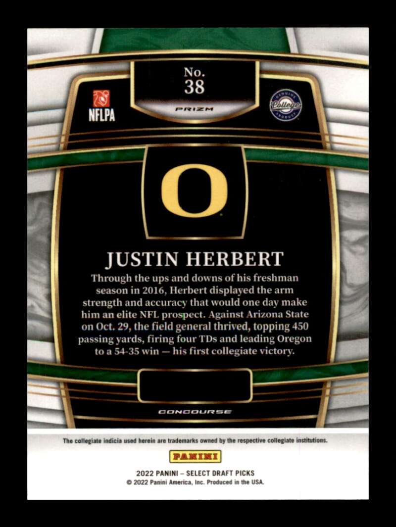 Load image into Gallery viewer, 2022 Panini Select Draft Silver Prizm Justin Herbert #38 Oregon Ducks  Image 2
