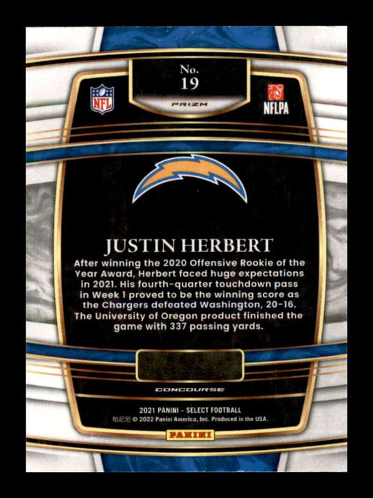 2021 Panini Select Silver Prizm Justin Herbert 