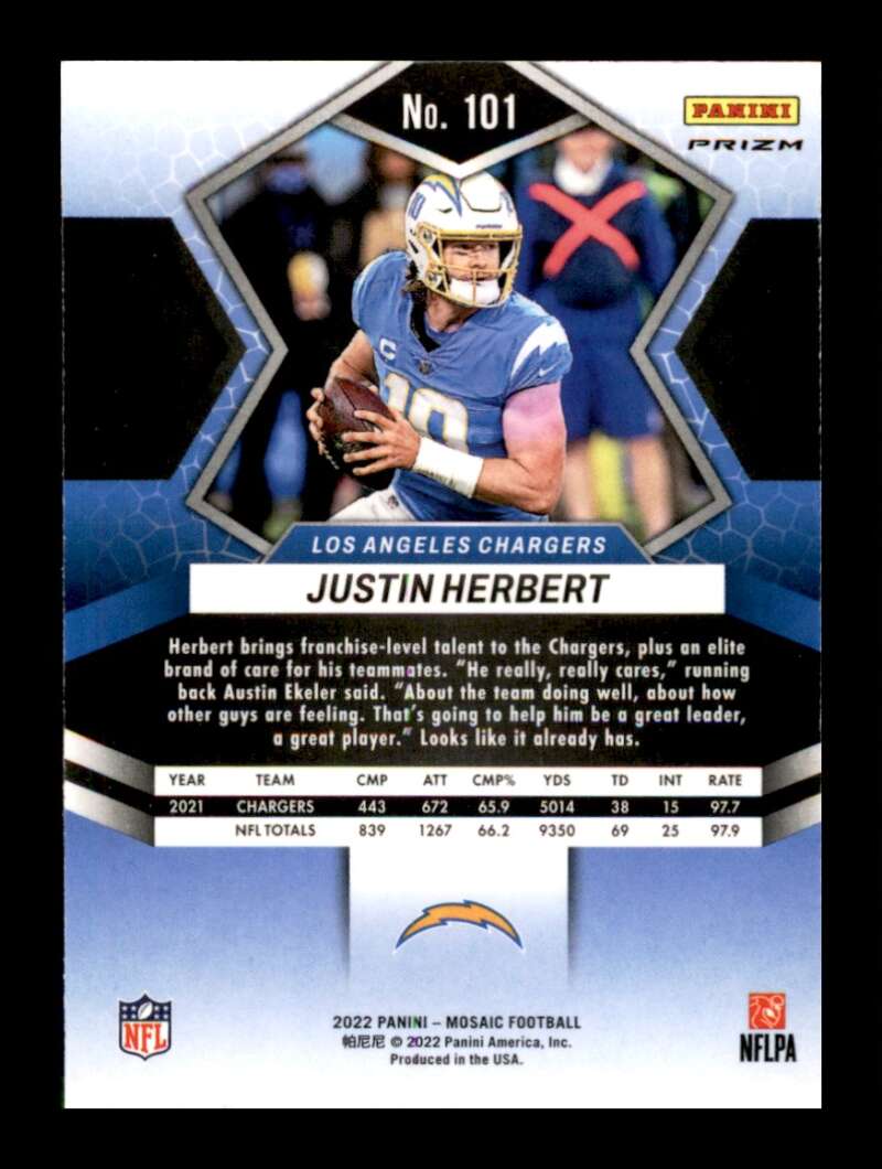 Load image into Gallery viewer, 2022 Panini Mosaic Pink Camo Prizm Justin Herbert #101 Los Angeles Chargers  Image 2
