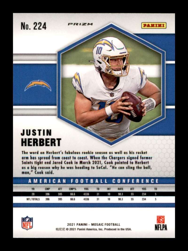 Load image into Gallery viewer, 2021 Panini Mosaic Pink Camo Prizm Justin Herbert #224 Los Angeles Chargers  Image 2
