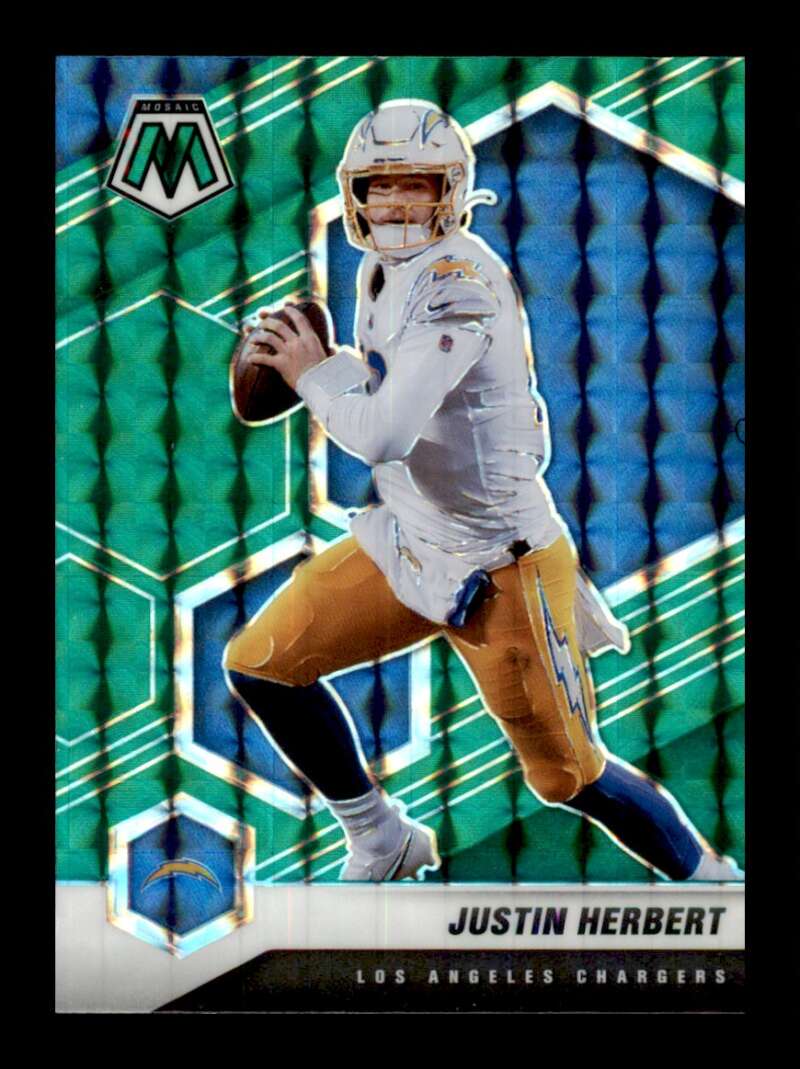 Load image into Gallery viewer, 2021 Panini Mosaic Green Mosaic Prizm Justin Herbert #111 Los Angeles Chargers  Image 1
