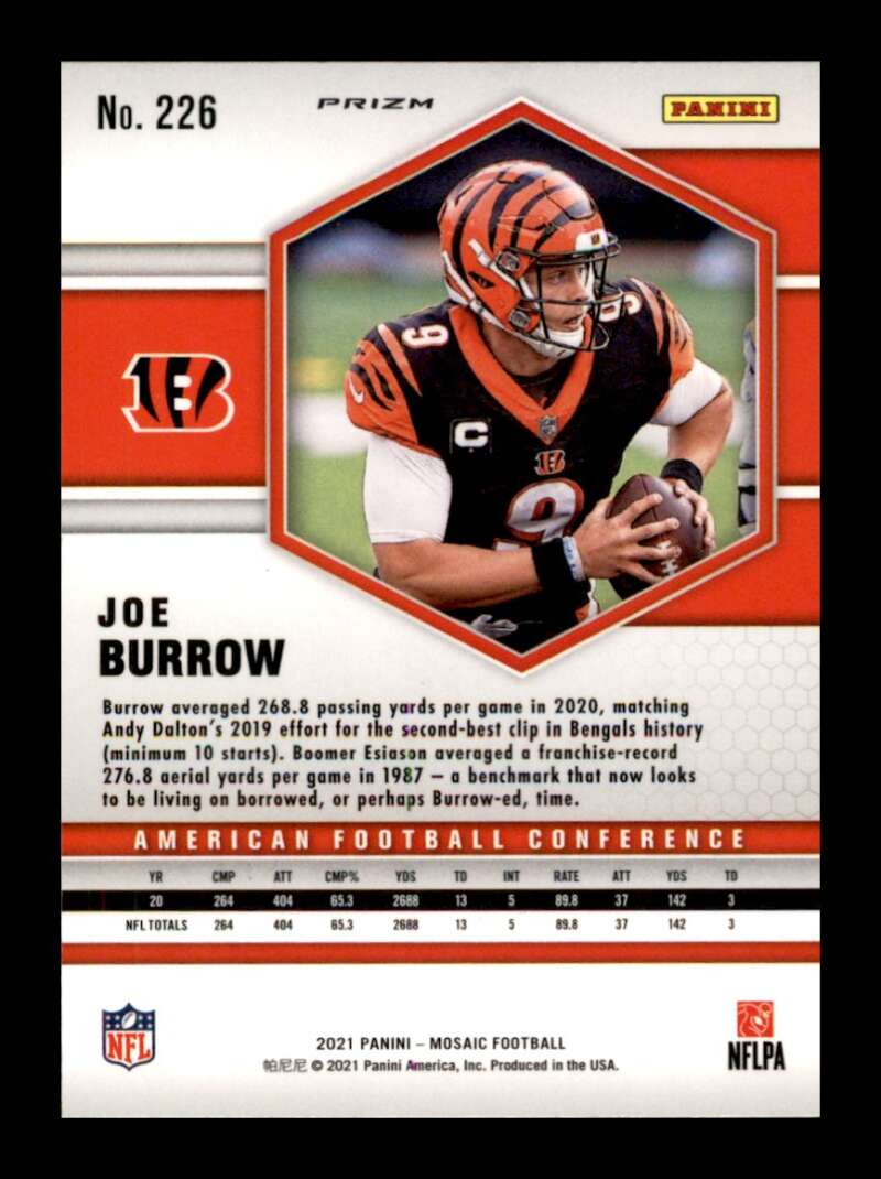 Load image into Gallery viewer, 2021 Panini Mosaic Green Mosaic Prizm Joe Burrow #226 Cincinnati Bengals  Image 2
