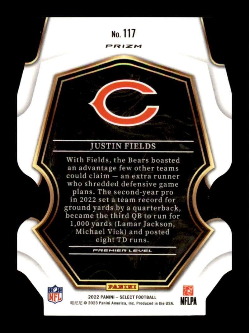 Load image into Gallery viewer, 2022 Panini Select Black Green Prizm Die Cut Justin Fields #117 Chicago Bears  Image 2
