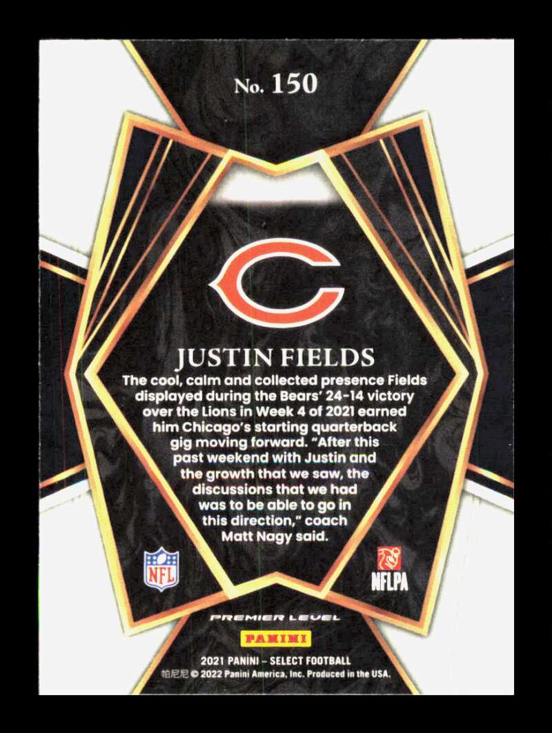 Load image into Gallery viewer, 2021 Panini Select Justin Fields #150 Rookie RC Chicago Bears  Image 2
