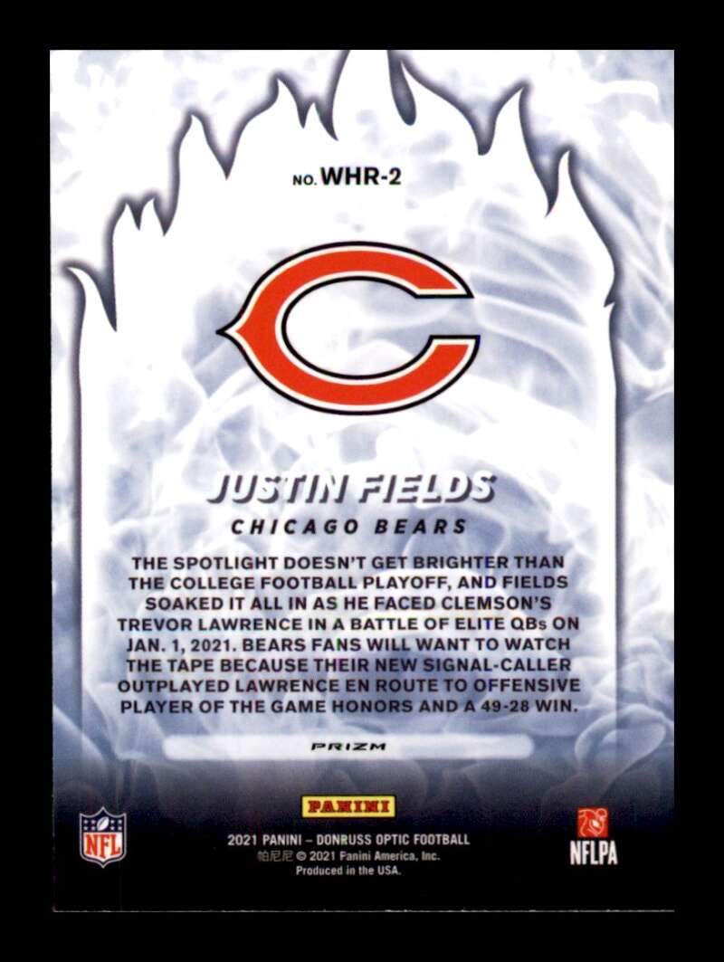 Load image into Gallery viewer, 2021 Donruss Optic White Hot Rookies Silver Prizm Justin Fields #WHR-2 Rookie RC Chicago Bears  Image 2
