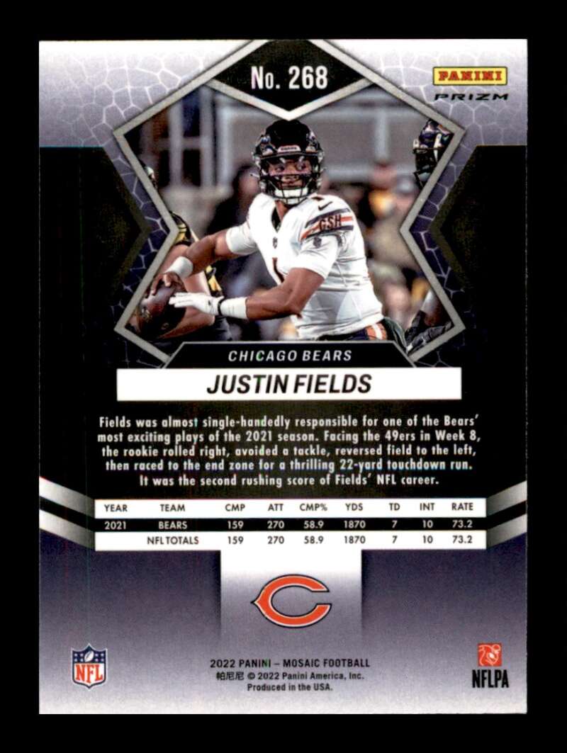 Load image into Gallery viewer, 2022 Panini Mosaic Green Mosaic Prizm Justin Fields #268 Chicago Bears  Image 2
