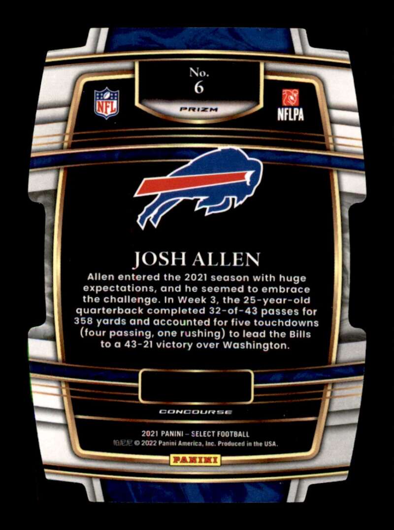 Load image into Gallery viewer, 2021 Panini Select Red Yellow Prizm Die Cut Josh Allen #6 Buffalo Bills  Image 2
