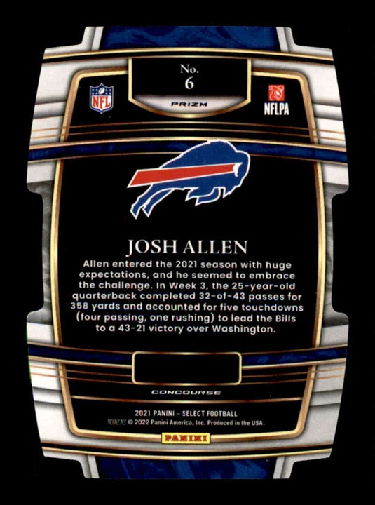 2021 Panini Select Red Yellow Prizm Die Cut Josh Allen 