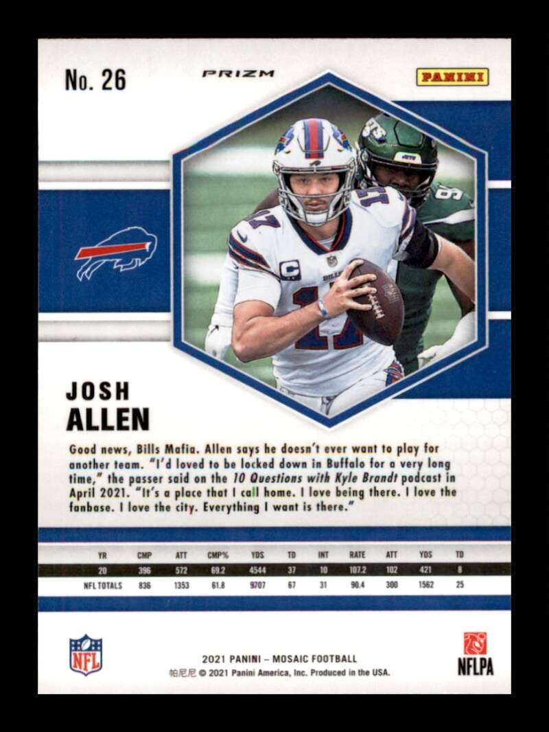 Load image into Gallery viewer, 2021 Panini Mosaic Green Mosaic Prizm Josh Allen #26 Buffalo Bills  Image 2
