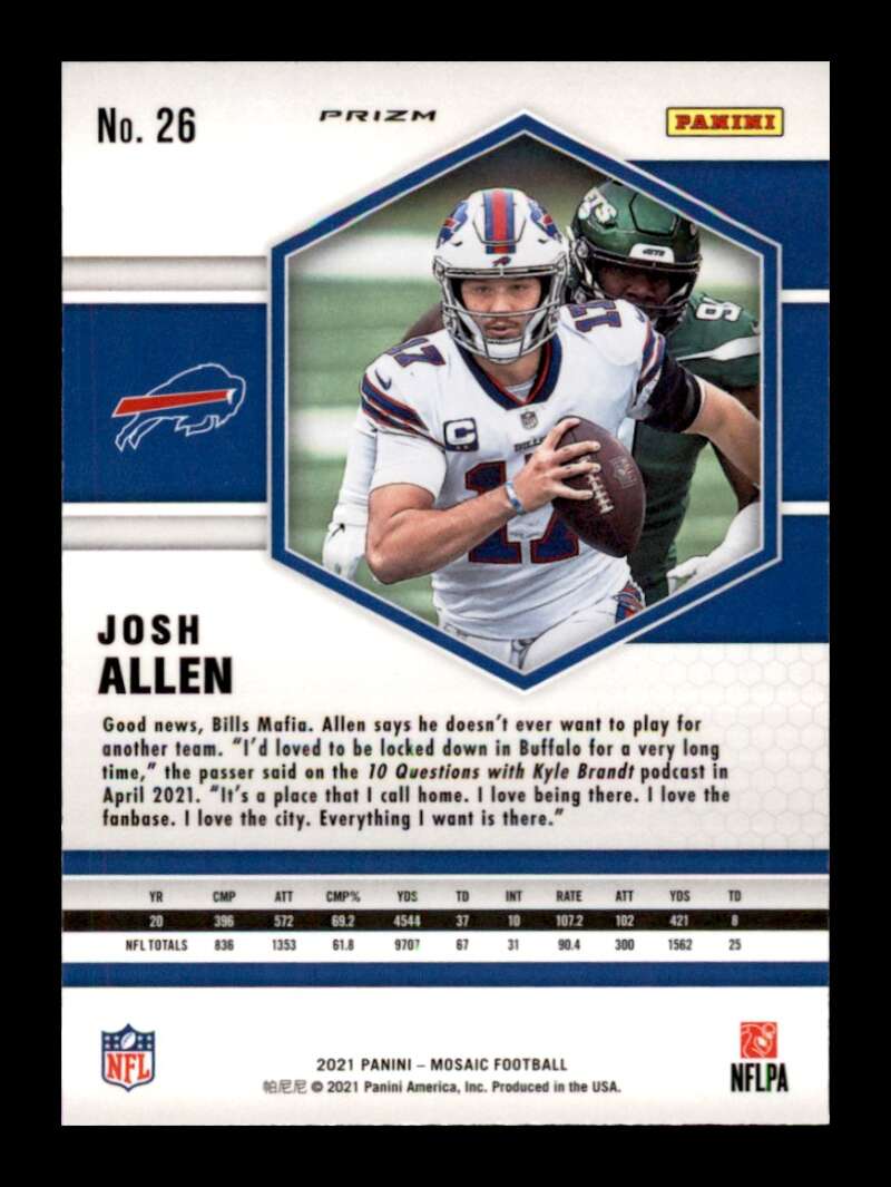 Load image into Gallery viewer, 2021 Panini Mosaic Green Mosaic Prizm Josh Allen #26 Buffalo Bills  Image 2
