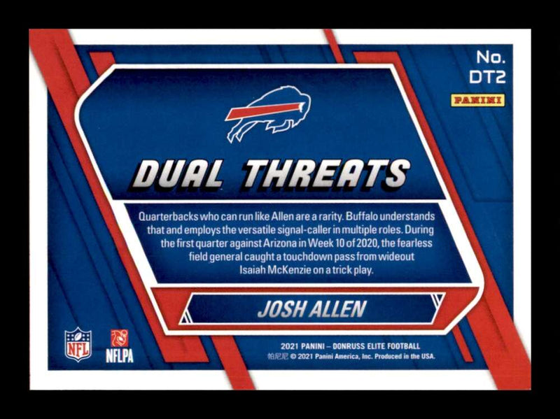 Load image into Gallery viewer, 2021 Donruss Elite Dual Threats Green Josh Allen #DT2 Buffalo Bills  Image 2
