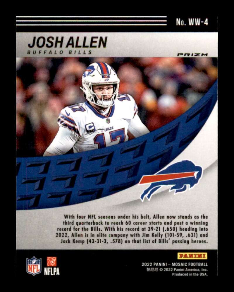 Load image into Gallery viewer, 2022 Panini Mosaic Will to Win Silver Mosaic Prizm Josh Allen #WW-4 Buffalo Bills  Image 2
