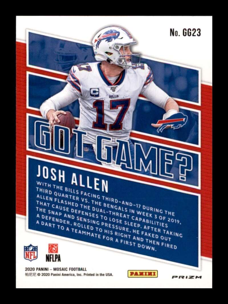 Load image into Gallery viewer, 2020 Panini Mosaic Got Game Green Mosaic Prizm Josh Allen #GG23 Buffalo Bills  Image 2
