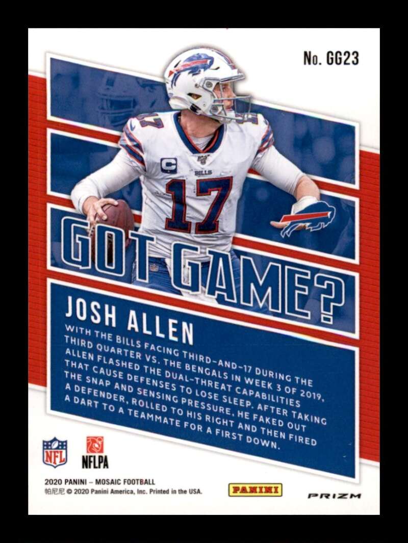 Load image into Gallery viewer, 2020 Panini Mosaic Got Game Silver Mosaic Prizm Josh Allen #GG23 Buffalo Bills  Image 2
