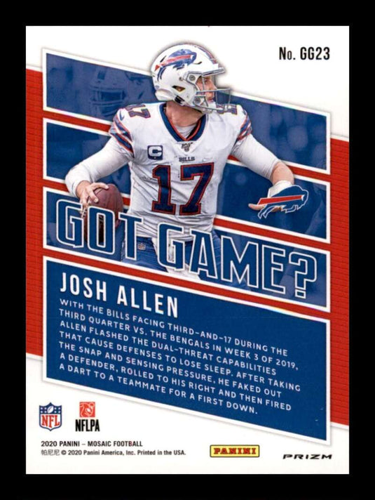 2020 Panini Mosaic Got Game Silver Mosaic Prizm Josh Allen 