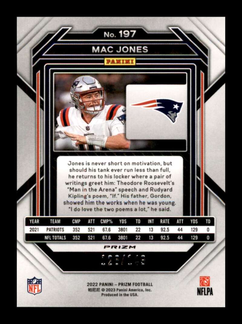 Load image into Gallery viewer, 2022 Panini Prizm Red Wave Prizm Mac Jones #197 SP /149 New England Patriots  Image 2
