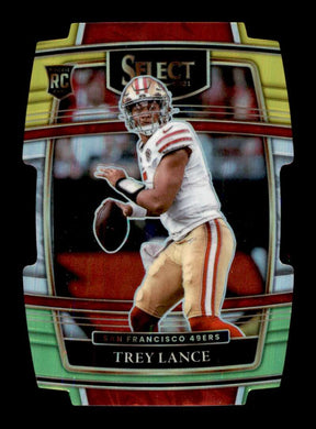 2021 Panini Select Green Yellow Prizm Die Cut Trey Lance 