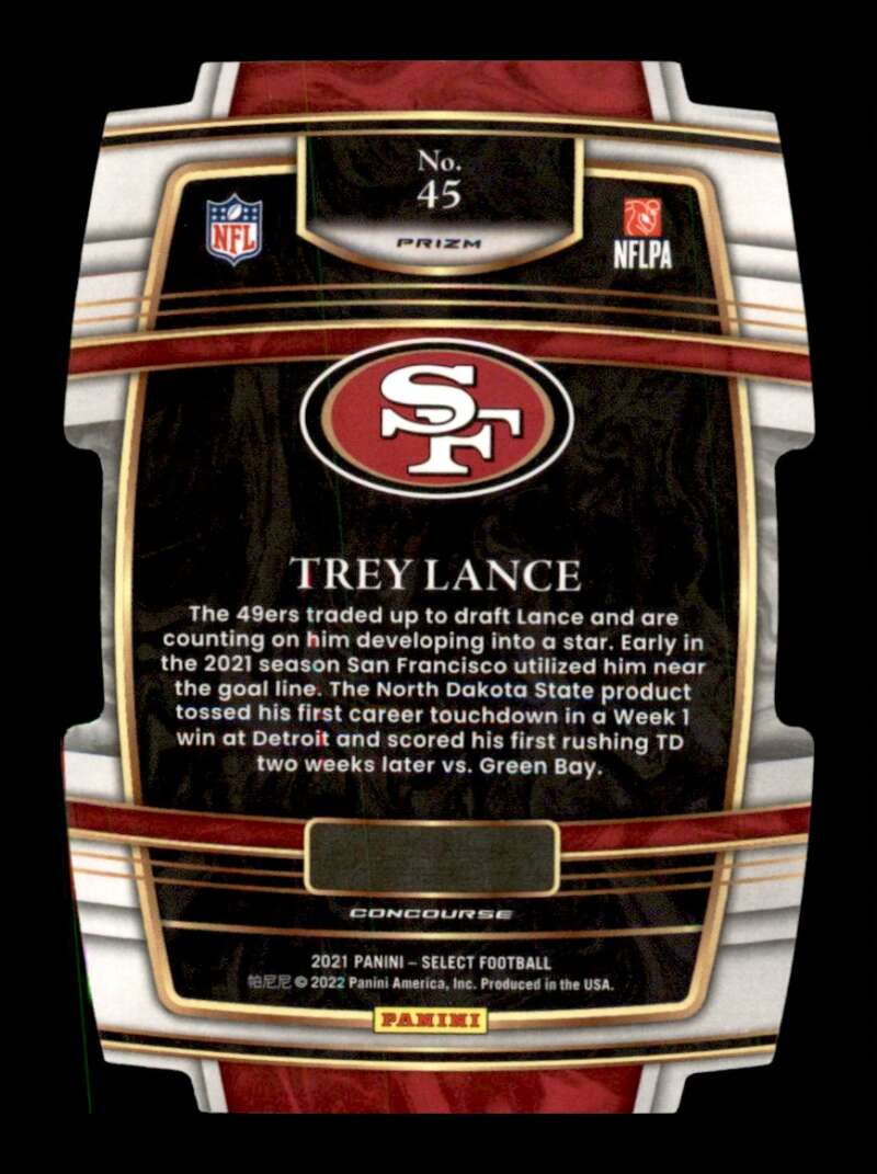 Load image into Gallery viewer, 2021 Panini Select Green Yellow Prizm Die Cut Trey Lance #45 Rookie RC San Francisco 49ers  Image 2
