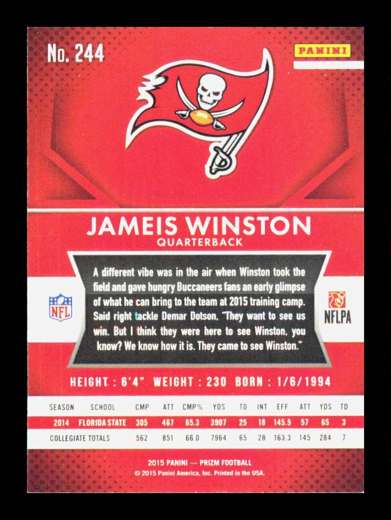 Load image into Gallery viewer, 2015 Panini Prizm Jameis Winston #244 Rookie RC Tampa Bay Buccaneers  Image 2
