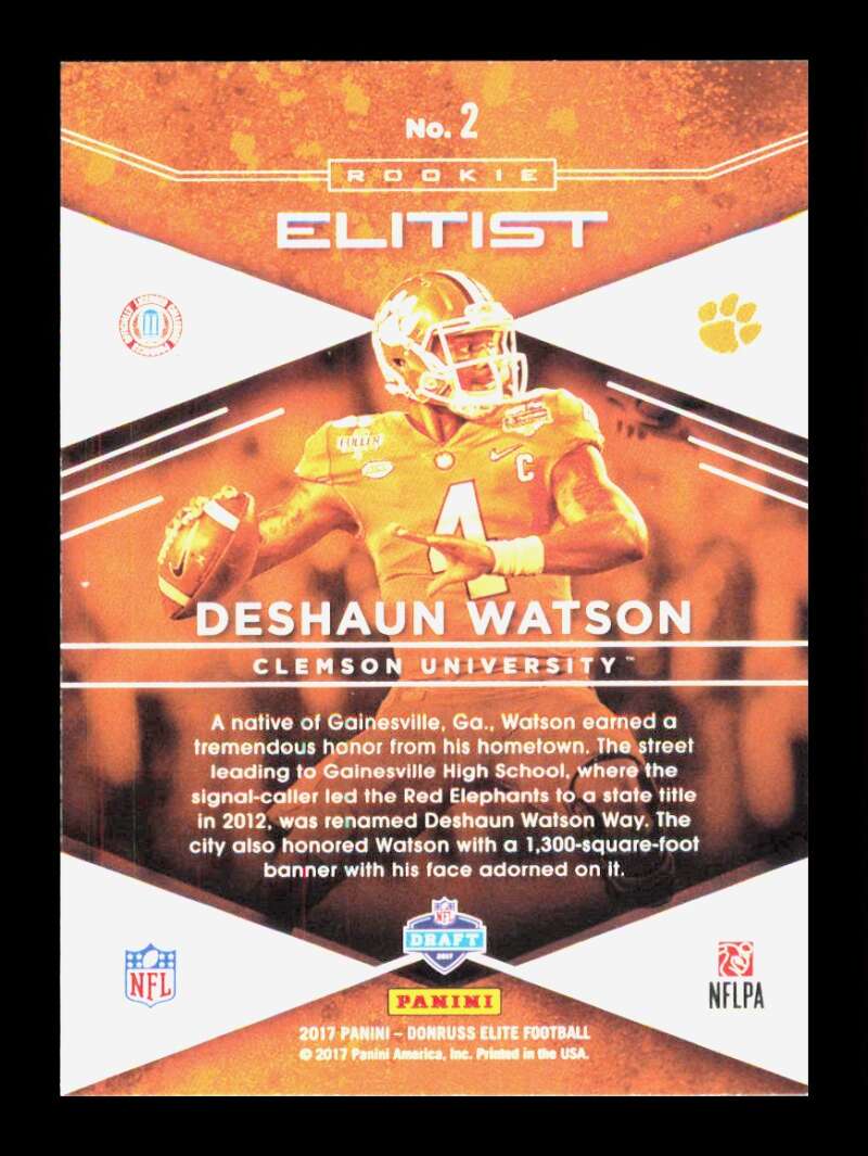 Load image into Gallery viewer, 2017 Donruss Elite Rookie Elitist Deshaun Watson #2 RC Houston Texans  Image 2
