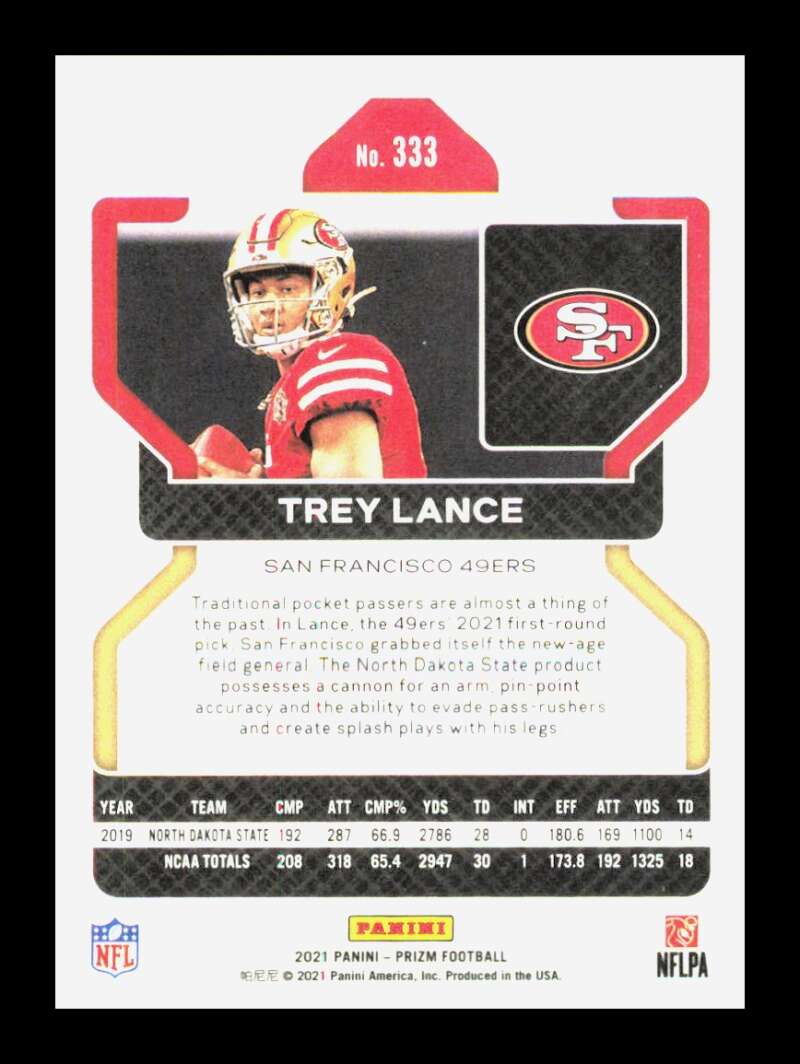 Load image into Gallery viewer, 2021 Panini Prizm Trey Lance #333 Rookie RC San Francisco 49ers  Image 2
