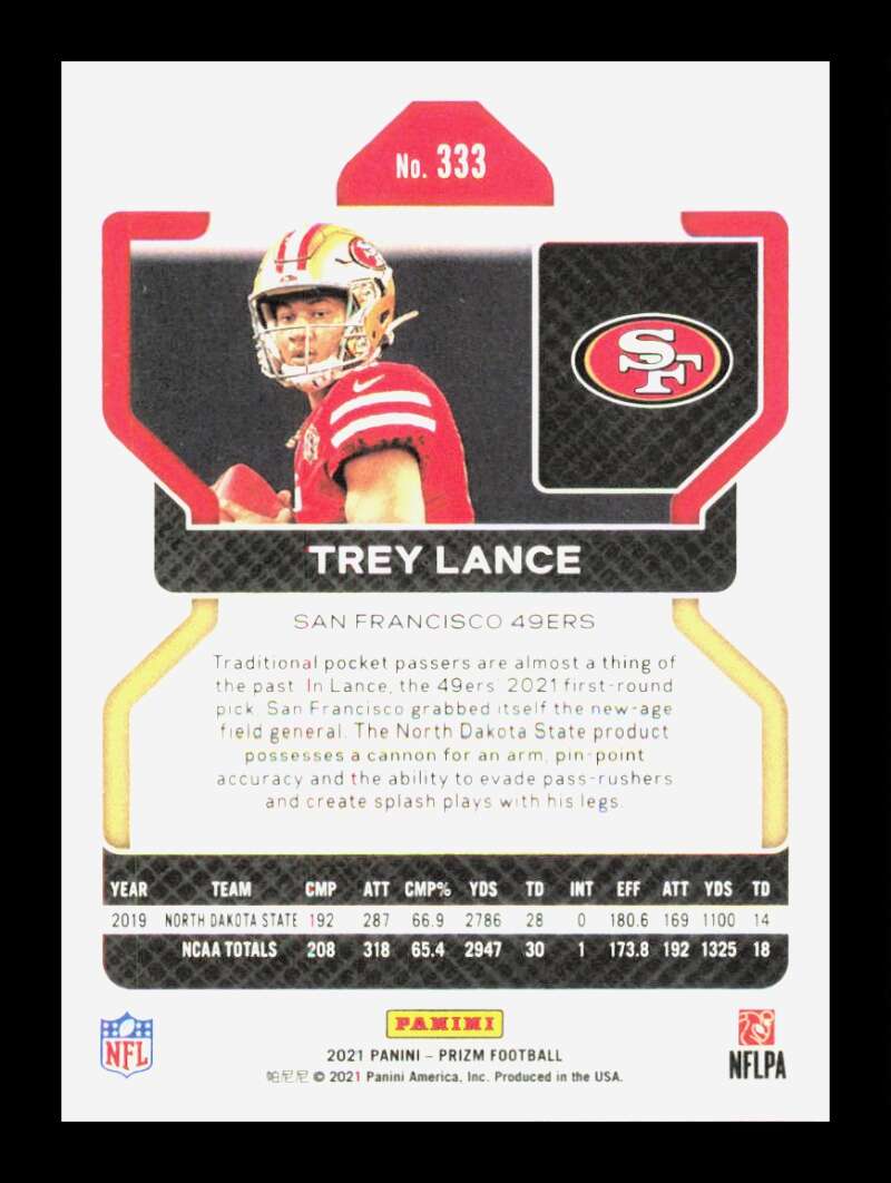 Load image into Gallery viewer, 2021 Panini Prizm Trey Lance #333 Rookie RC San Francisco 49ers  Image 2
