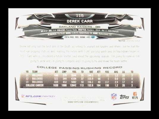 2014 Topps Chrome Derek Carr 